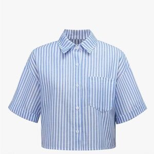 Blue and White Striped Crop Top